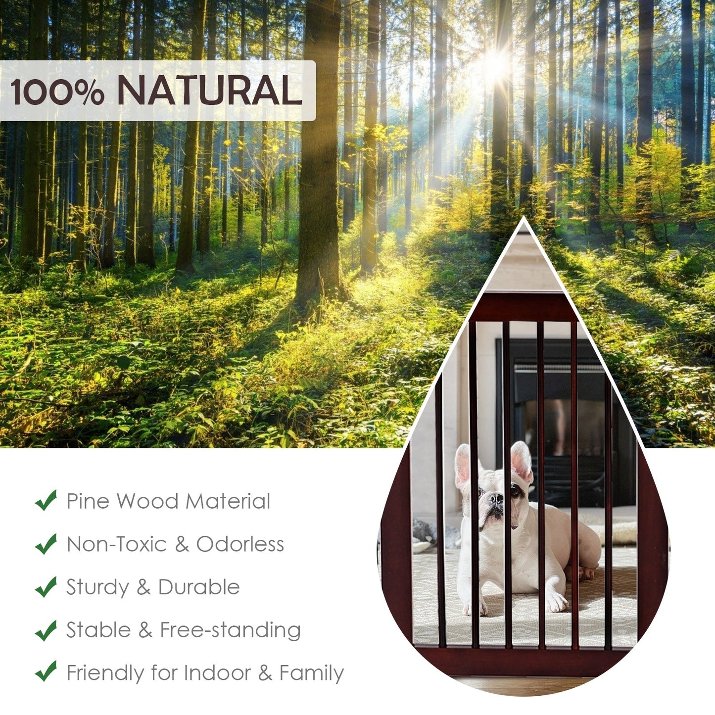 Wooden 30-inch-tall four-panel freestanding pet gate by DirectDeals pine wood for indoor use on Tampa Home & Garden Store
