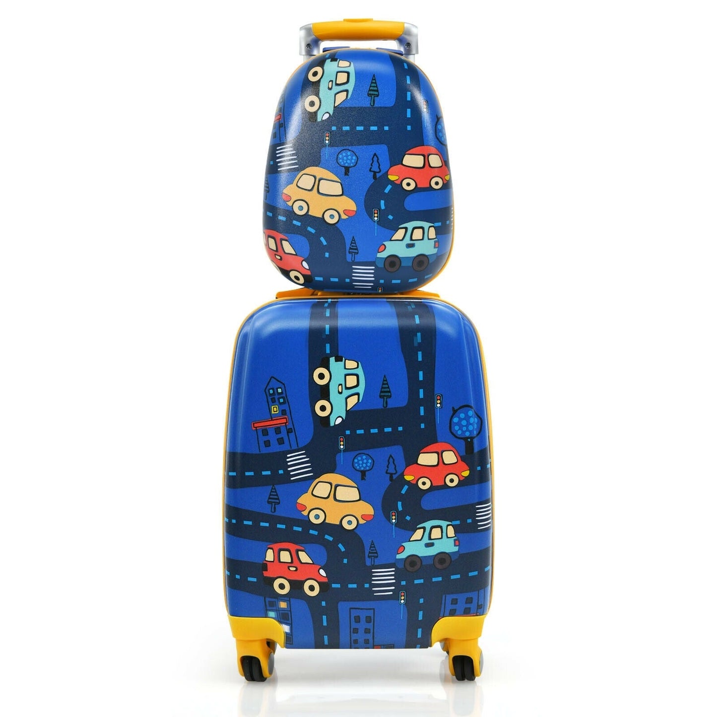 GemGear 2pc kids rolling luggage set with blue car-road print includes suitcase and backpack on Tampa Home & Garden Store