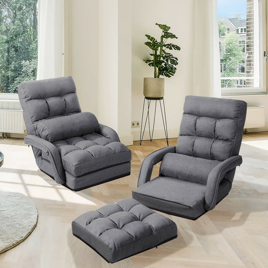 Folding Lazy Floor Chair Sofa with Armrests and Pillow - Tampa Home & Garden Store