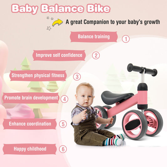 4 Wheels Baby Balance Bike Toy-Pink - Tampa Home & Garden Store