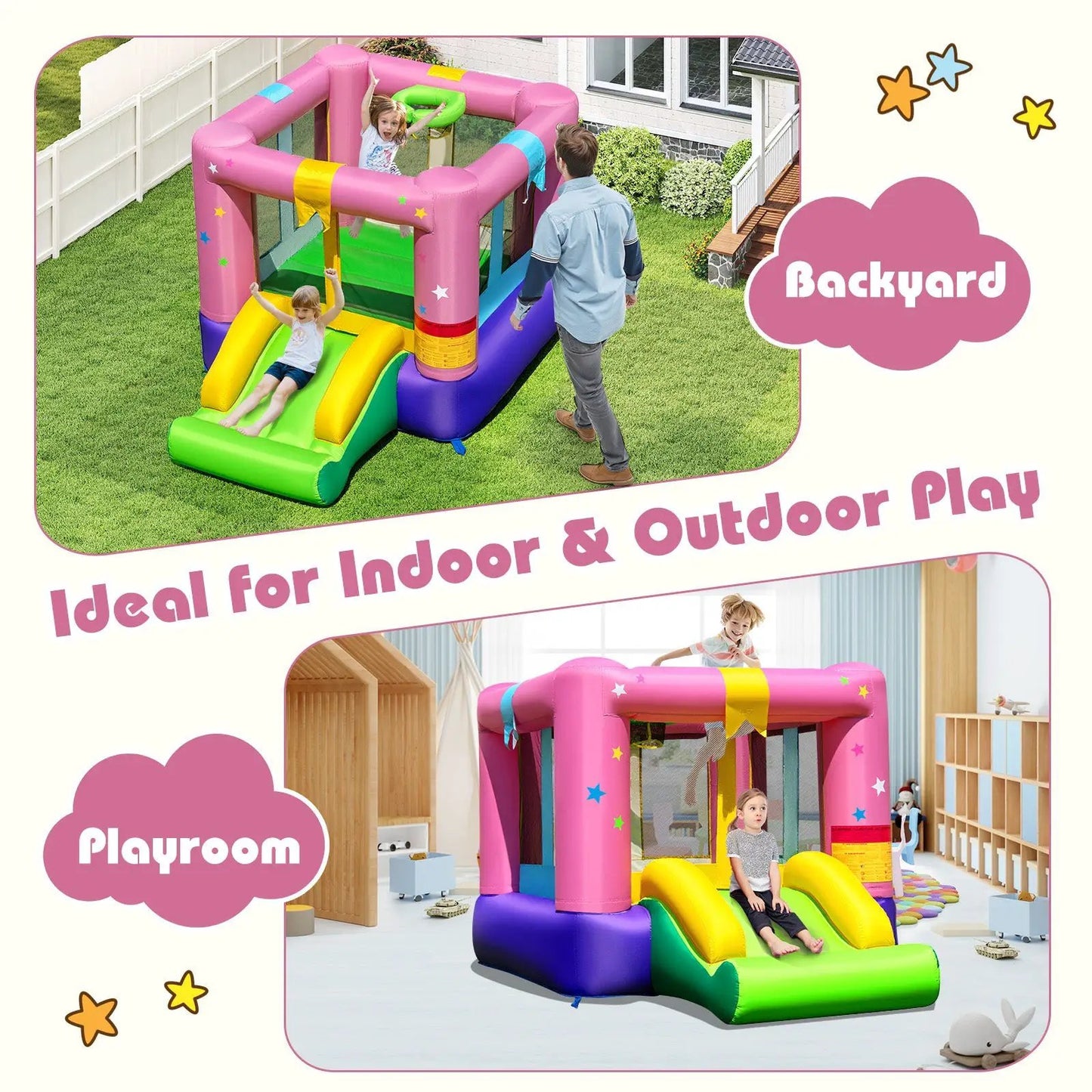 Inflatable Bounce House with Jumping Area pink frame DirectDeals on Tampa Home & Garden Store