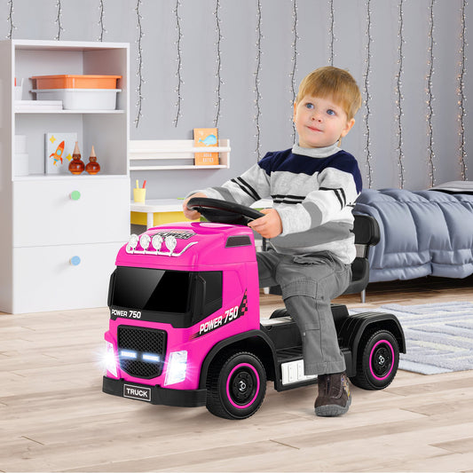 6V Kids Electric Ride-on Truck with Height Adjustable Seat-Pink - Tampa Home & Garden Store