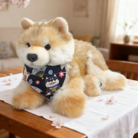 Shiba Inu plush stuffed animal with floral-patterned bandana, Chongker brand on Tampa Home & Garden Store