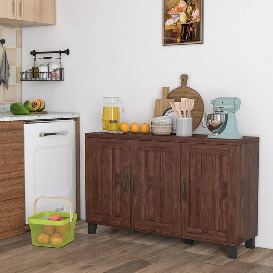 3-Door Buffet Sideboard with Adjustable Shelves dark walnut DirectDeals kitchen storage cabinet on Tampa Home & Garden Store