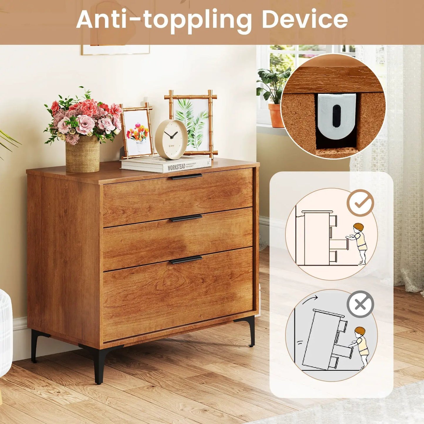 3-Drawer Cherry Dresser with Interlock System by DirectDeals on Tampa Home & Garden Store