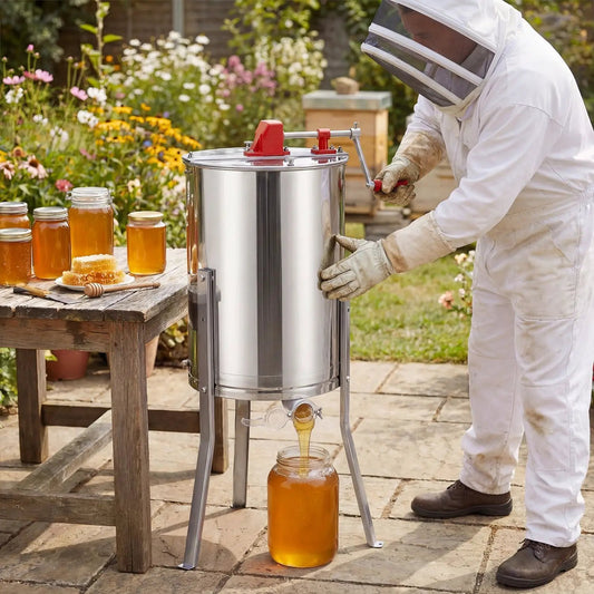 Three Frame Manual Honey Extractor With Clear Lid