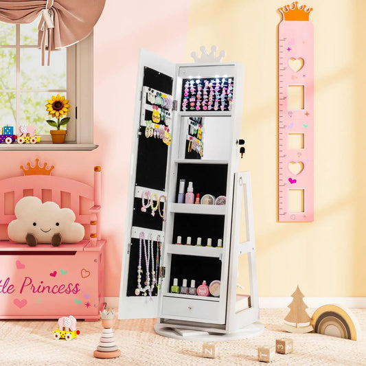 DirectDeals 3-in-1 kids jewelry cabinet with lighted full-length mirror, white finish on Tampa Home & Garden Store