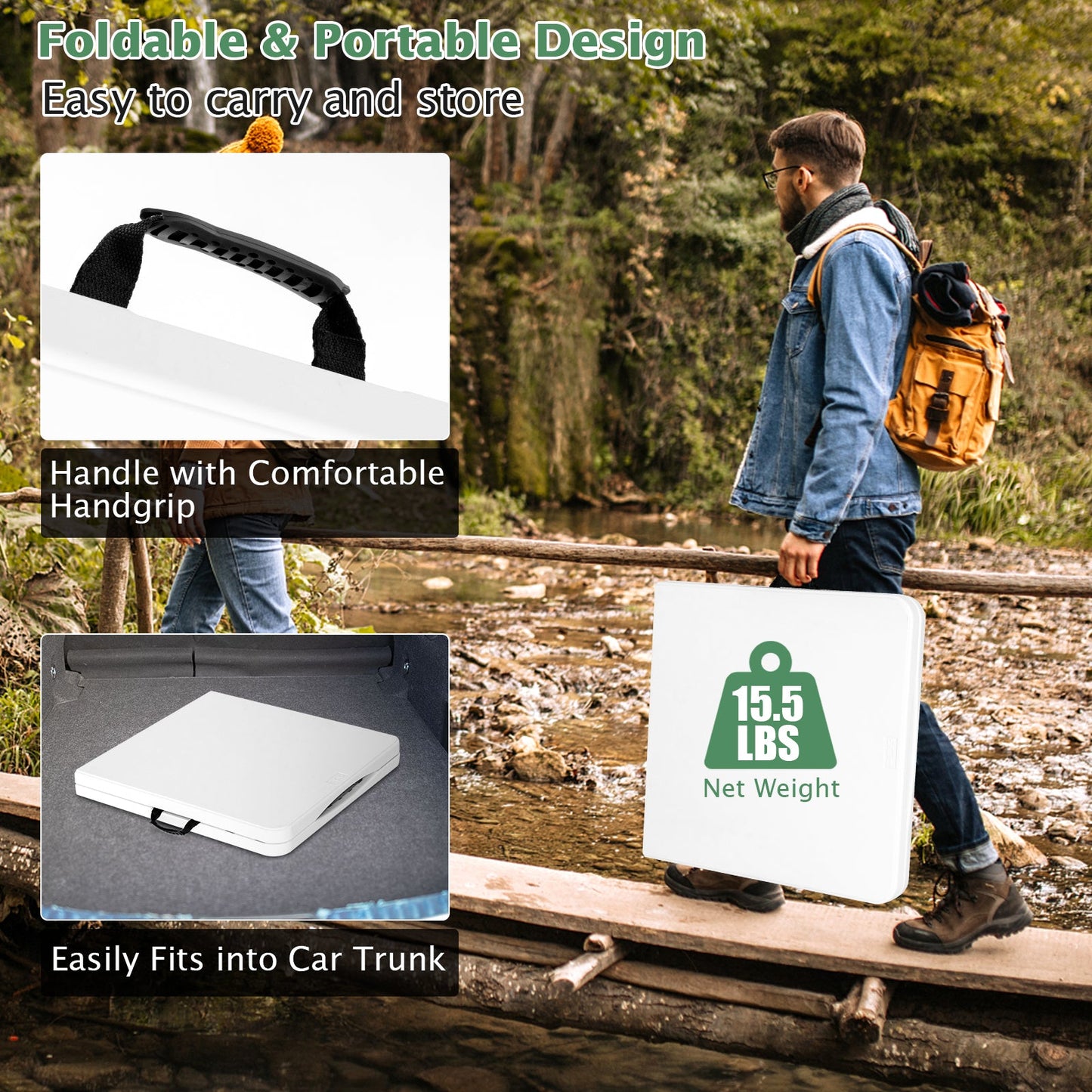 Mesa Plegable con Altura Ajustable en 3 Niveles