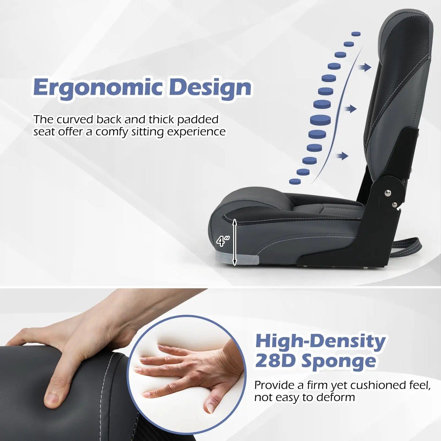 3-Pack folding boat seats with 28D sponge padding in black vinyl DirectDeals on Tampa Home & Garden Store