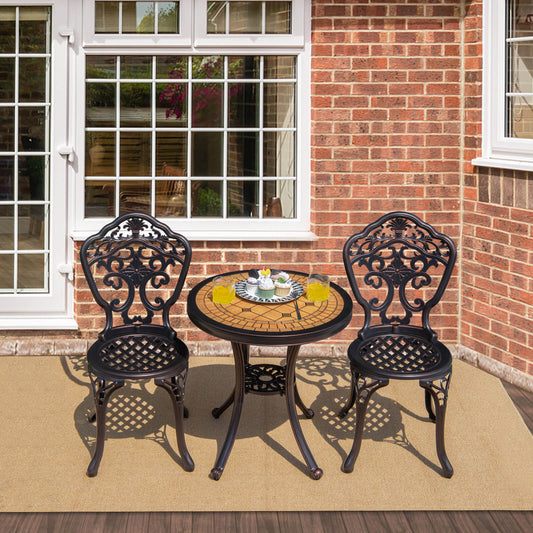 3-Piece All-Weather Cast Aluminum Patio Bistro Set-Copper - Tampa Home & Garden Store