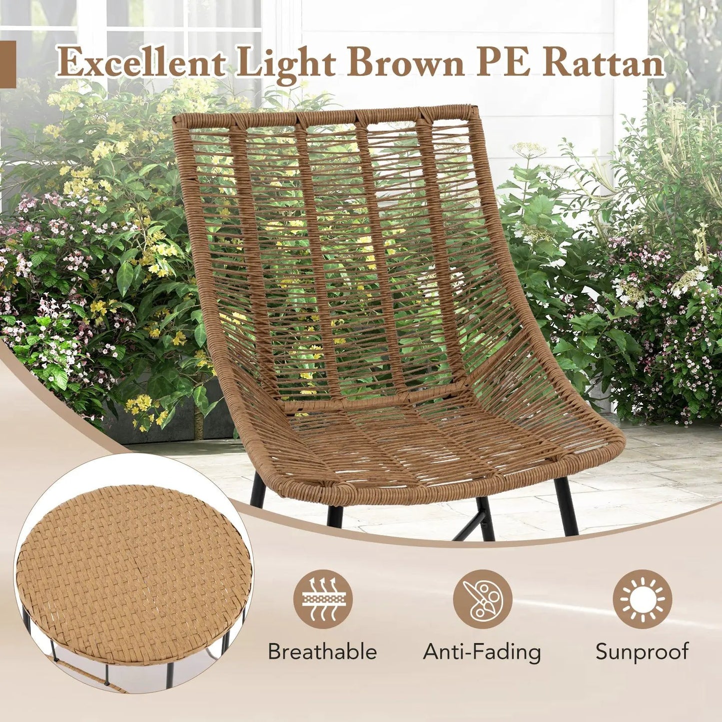 3 Piece Outdoor Furniture Set with Pet House in light brown PE rattan on Tampa Home & Garden Store