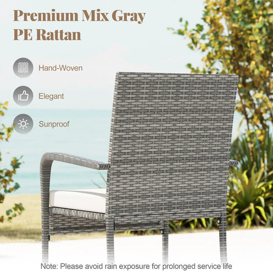 Patio furniture set with cushions and glass table, hand-woven gray PE rattan, 3-piece on Tampa Home & Garden Store