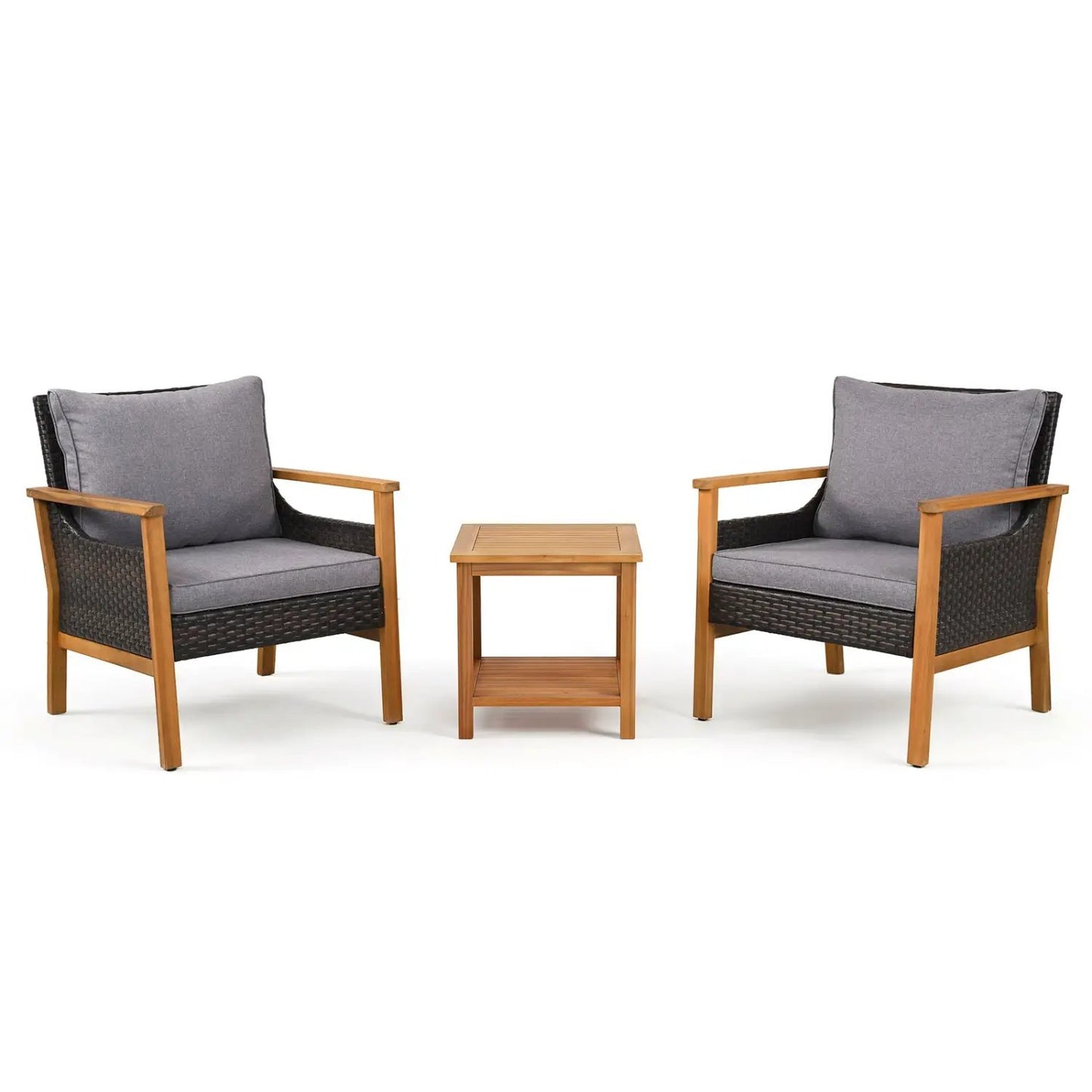 3-Piece Patio Dining Set with Cushions and Table