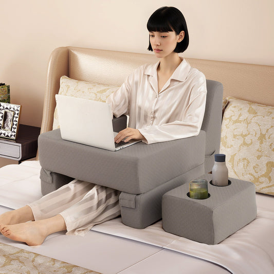 3-Piece Reading Pillow Set Extra Large Lap Desk with Coaster-Gray - Tampa Home & Garden Store