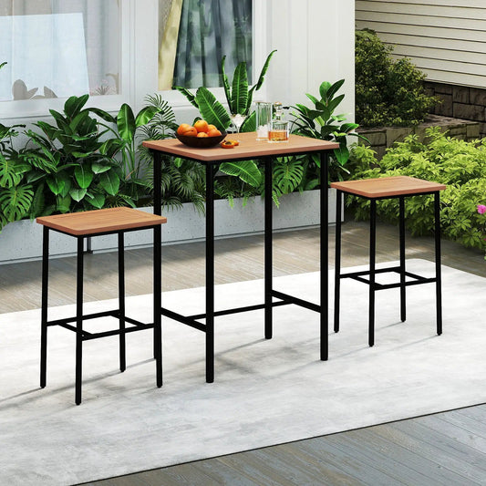 DirectDeals Acacia Wood Patio Bar Set 3pc table with 2 stools on Tampa Home & Garden Store on Tampa Home & Garden Store