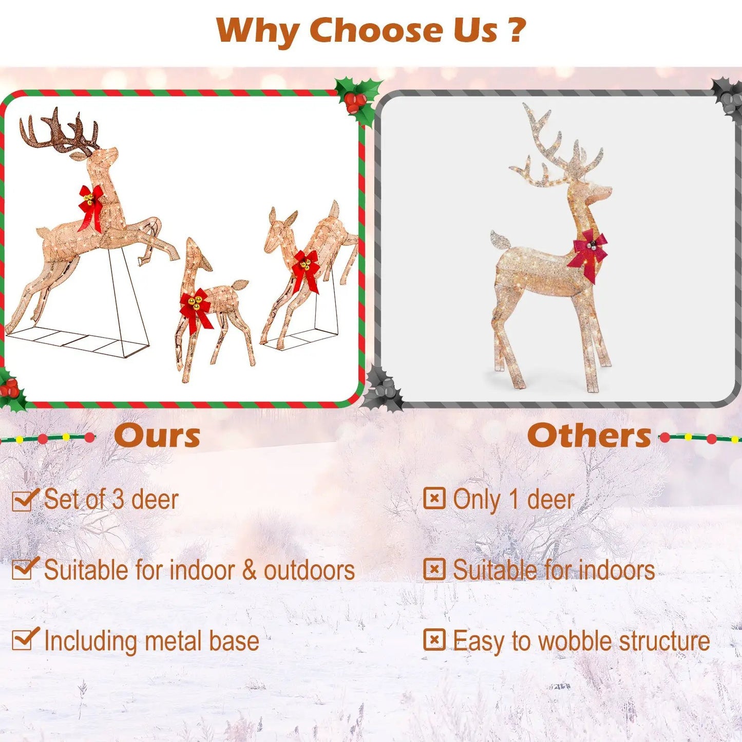 Lighted Christmas Reindeer Set with 255 Lights