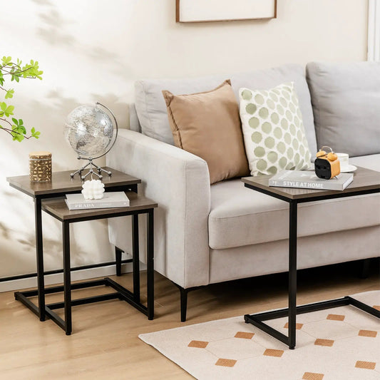 Three Piece Multifunctional Coffee End Table Set with dark wood tops; two end tables on Tampa Home & Garden Store
