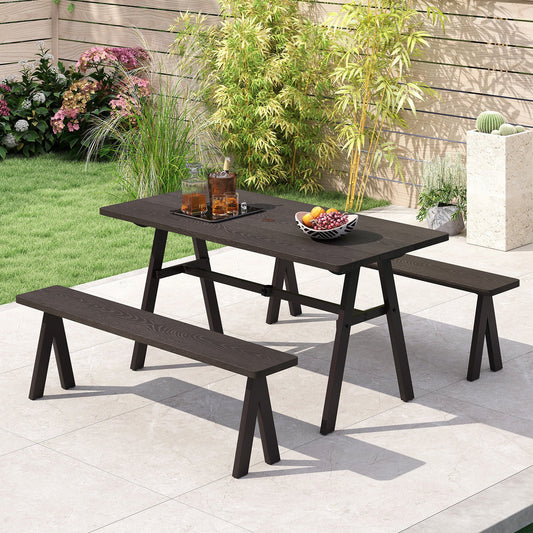 3 Pieces Outdoor Picnic Table and Benches Set for 6 People - Tampa Home & Garden Store