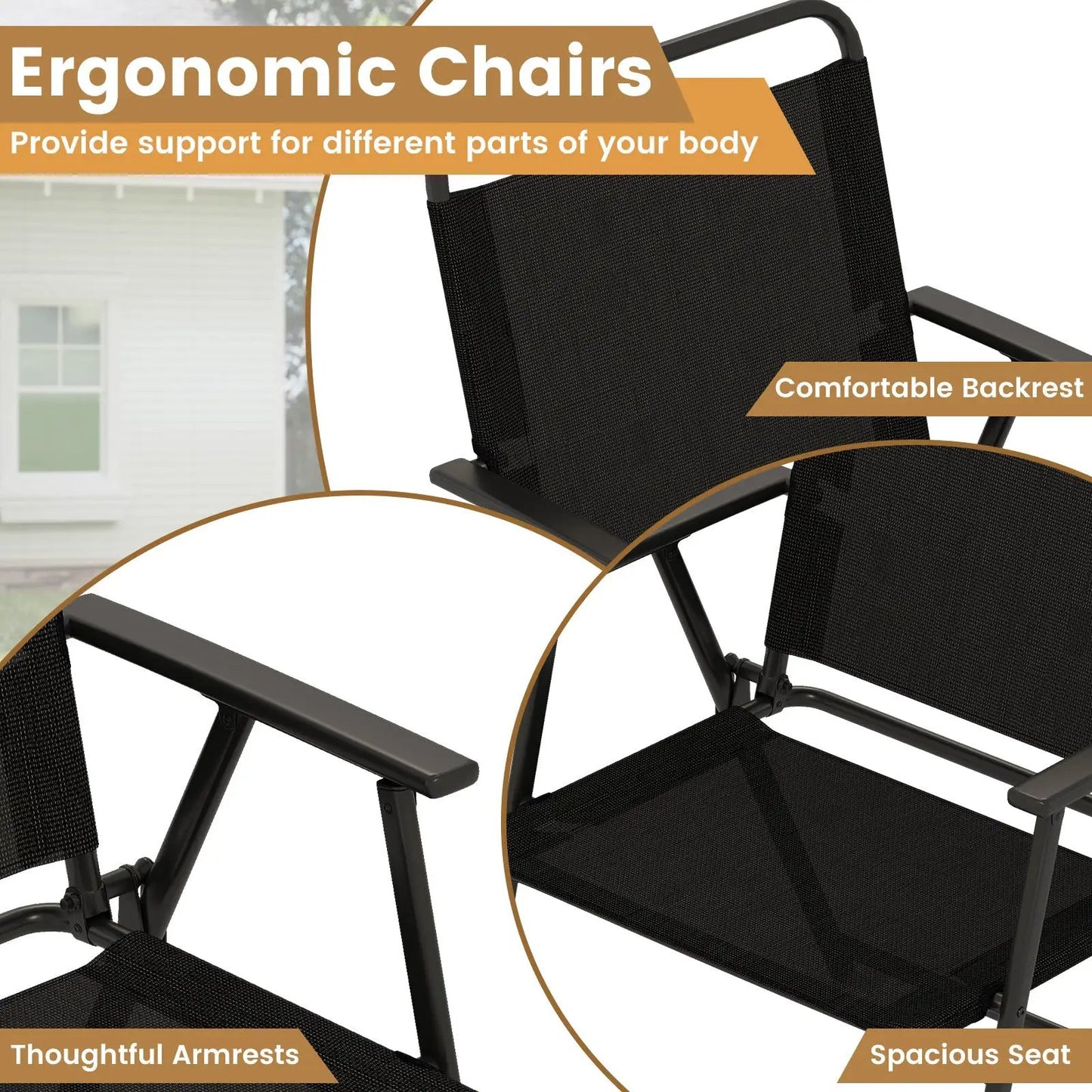 3-piece black patio folding chairs and table by DirectDeals on Tampa Home & Garden Store