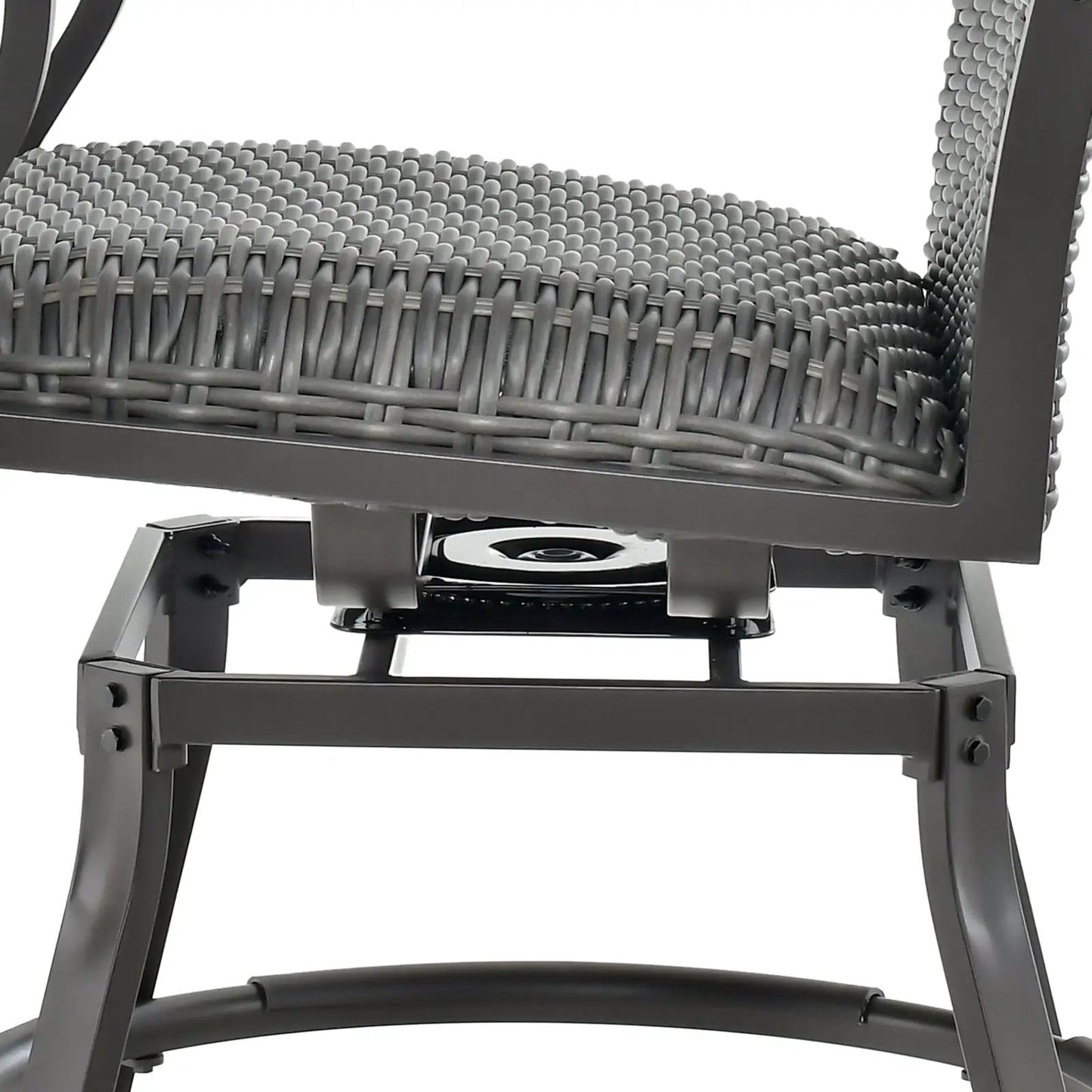 3-Piece Swivel Bar Set with 4D Air Fiber Cushions, gray woven wicker seats and metal frame on Tampa Home & Garden Store