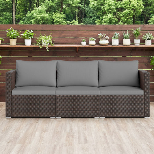3 Pieces Patio Sectional Sofa Set with Soft Cushions - Tampa Home & Garden Store