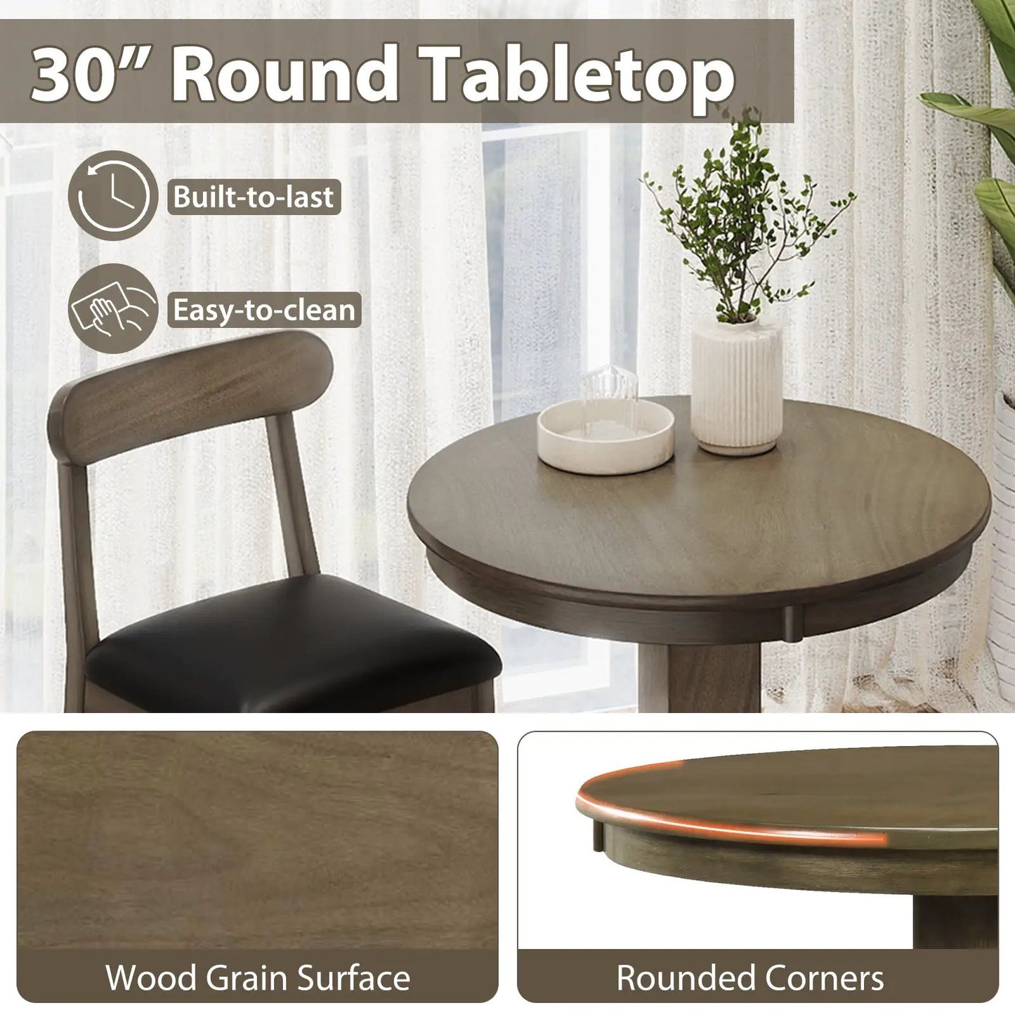 Wood Bar Table Set for Two with Pedestal Base 30in round tabletop and armless stools DirectDeals on Tampa Home & Garden Store