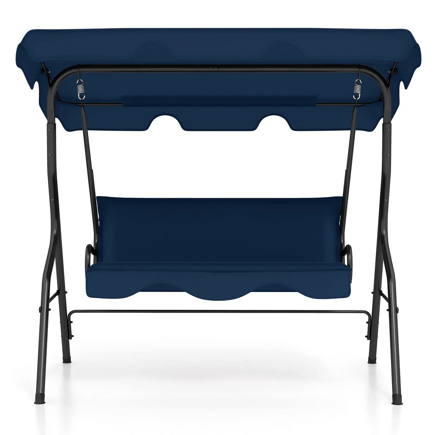 3 Seat Outdoor Patio Canopy Swing with Cushioned Steel Frame-Black - Tampa Home & Garden Store