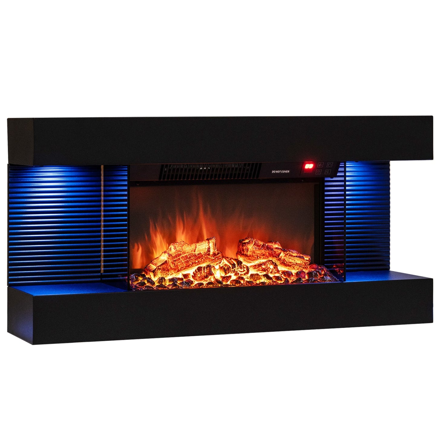 32-Inch wall-mount electric fireplace with floating mantel, DirectDeals LED side panels on Tampa Home & Garden Store