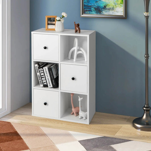 3-Tier Bookcase with Anti-Toppling Device, white finish, DirectDeals ladder shelving unit on Tampa Home & Garden Store