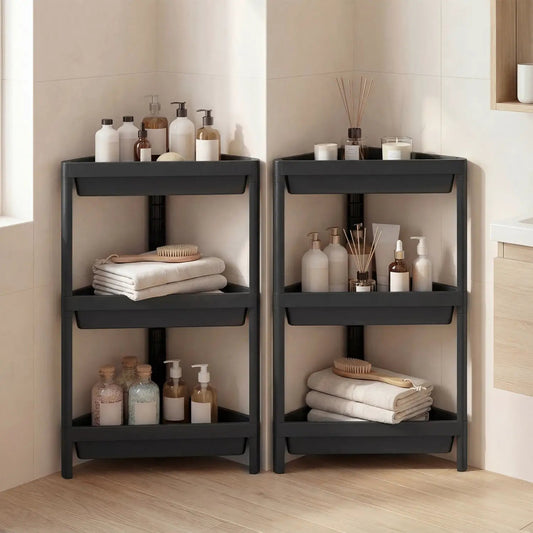 3-Tier Corner Shower Caddy 2-Pack Detachable dark gray metal bathroom storage caddies on Tampa Home & Garden Store