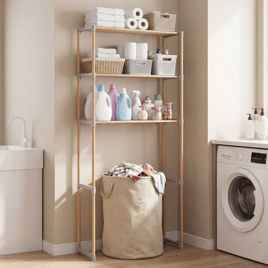 3-Tier Over The Toilet Storage Rack with Open Shelves-Gray - Tampa Home & Garden Store