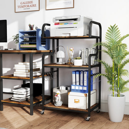 3-Tier Rolling Printer Stand Home Office Large Printer Cart with Storage Shelves - Tampa Home & Garden Store