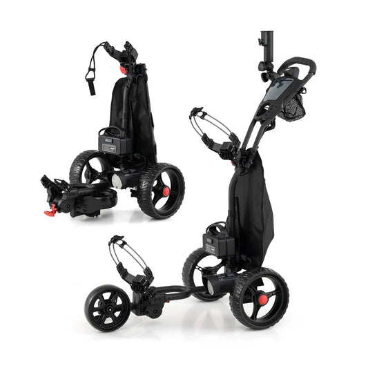 3-wheel golf bag cart with adjustable handle, black DirectDeals, foldable tri-wheel design on Tampa Home & Garden Store