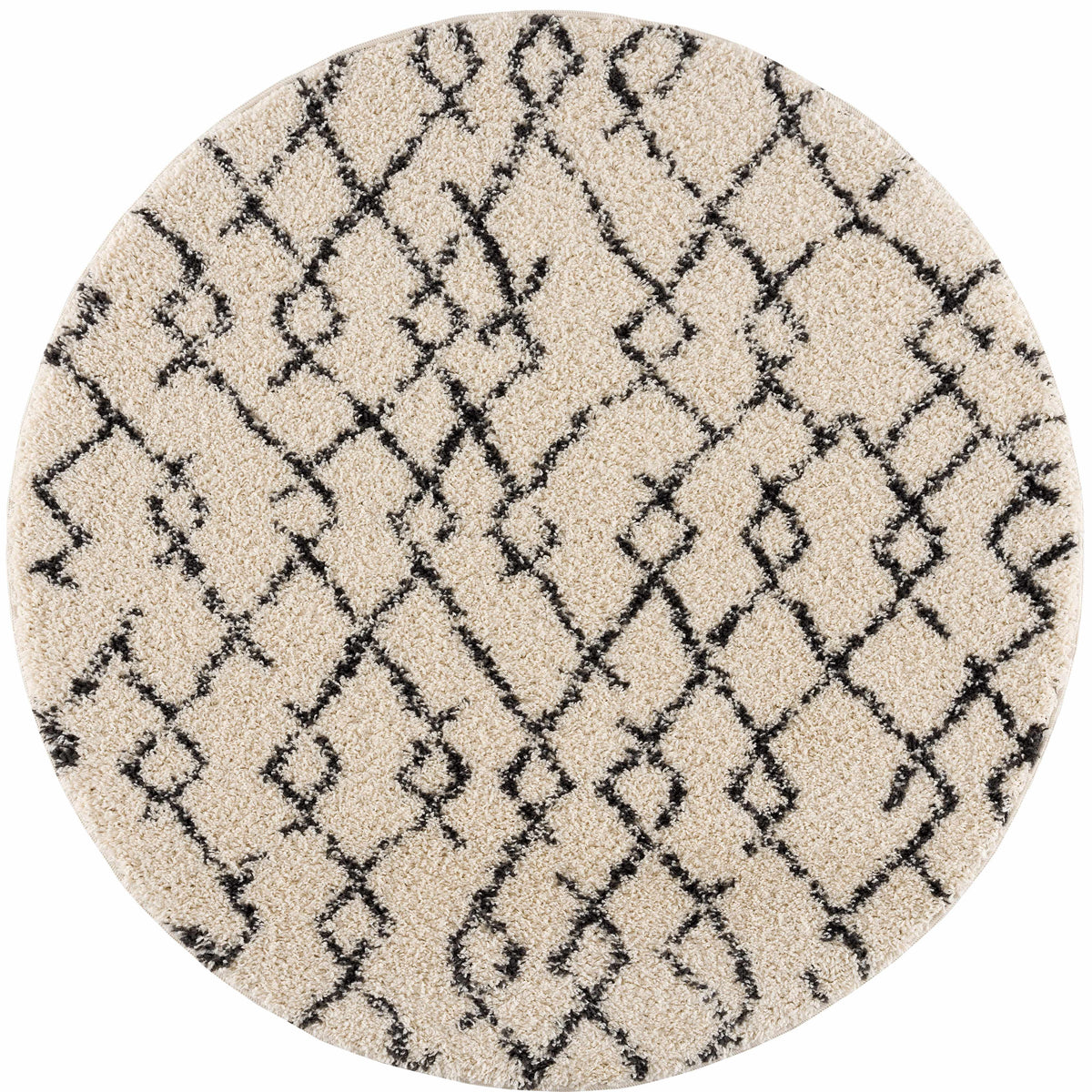Pahala Moroccan Shag Area Rug - Clearance beige with black lattice pattern by Boutique Rugs on Tampa Home & Garden Store