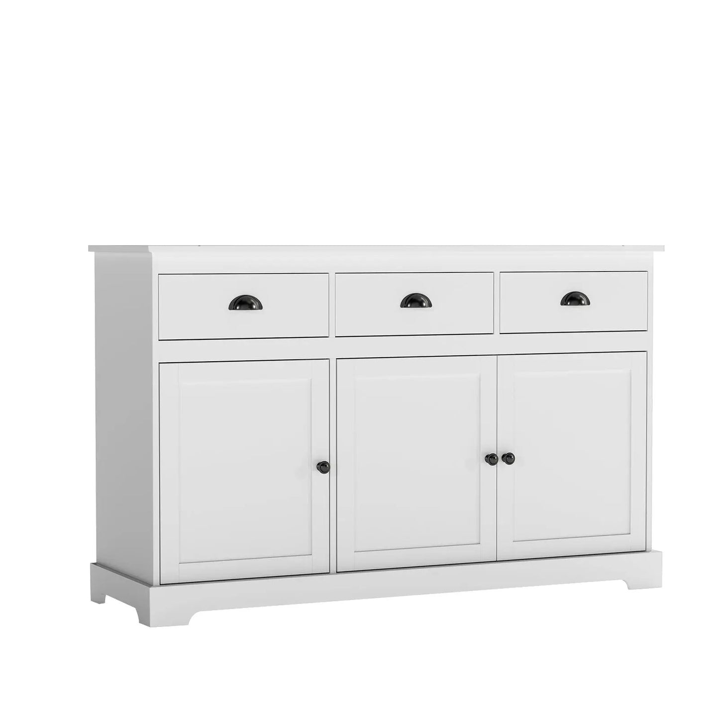 DirectDeals white three-drawer sideboard with adjustable shelves and top drawers on Tampa Home & Garden Store