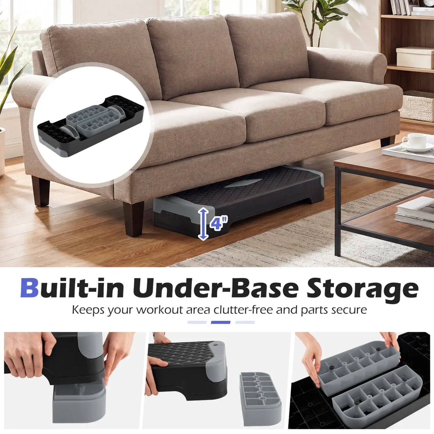 3-in-1 Aerobic Step Platform with Risers