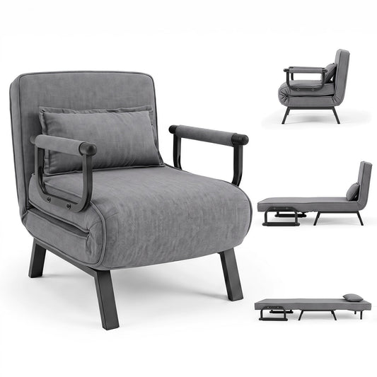 3-in-1 Folding Sofa Bed with Adjustable Backrest by DirectDeals, gray fabric on Tampa Home & Garden Store