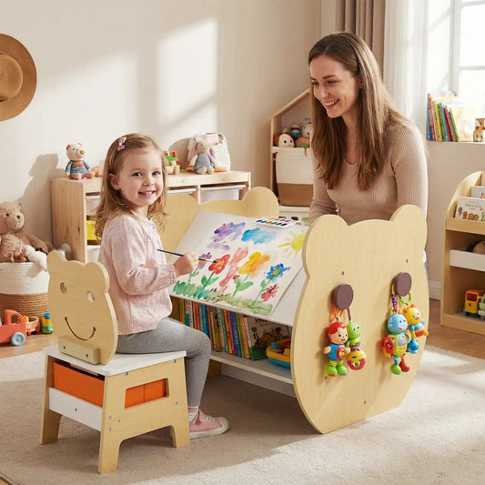 3-in-1 Kids Art Table and Chair With Storage wooden design DirectDeals on Tampa Home & Garden Store