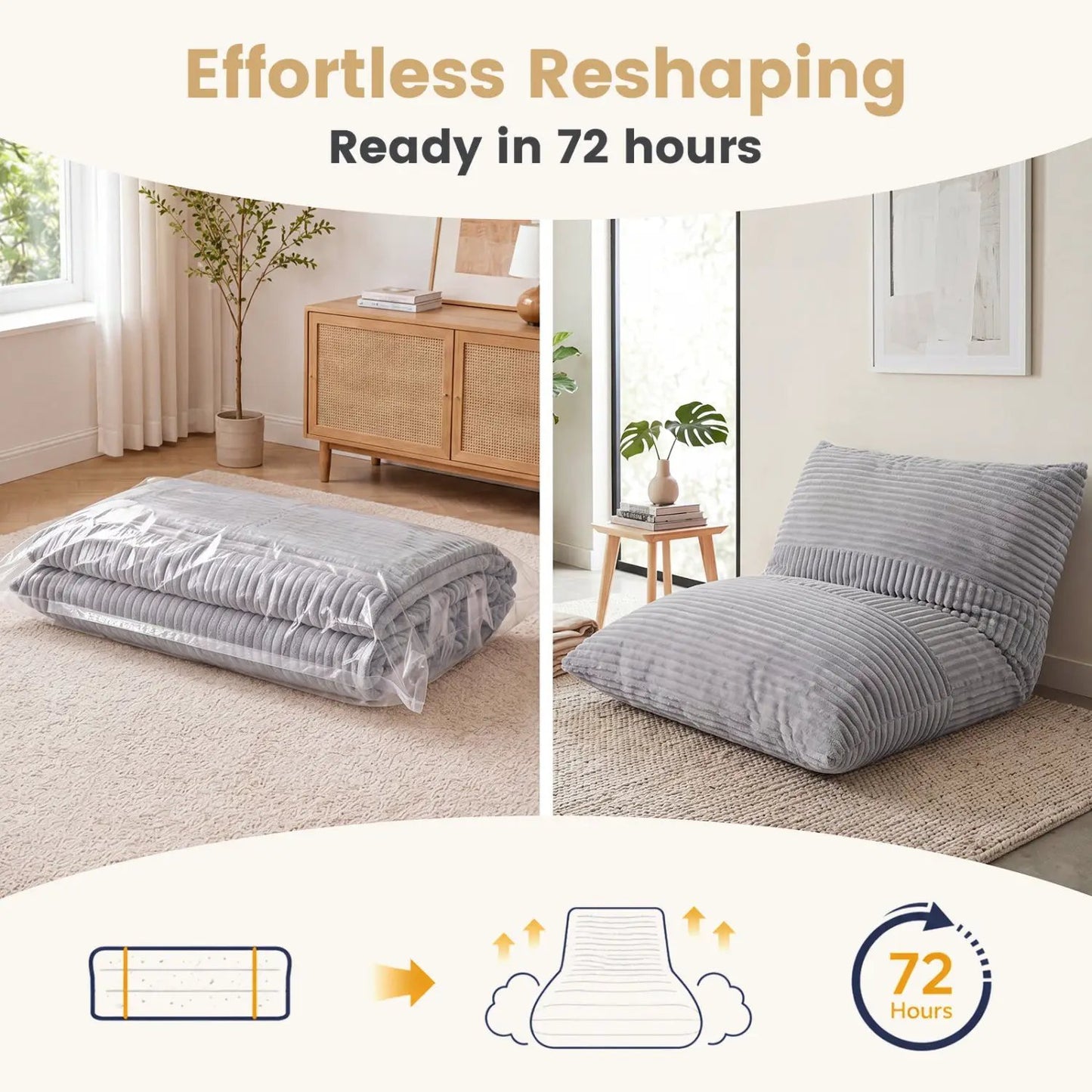 3 in 1 Convertible Bean Bag Chair with Corduroy