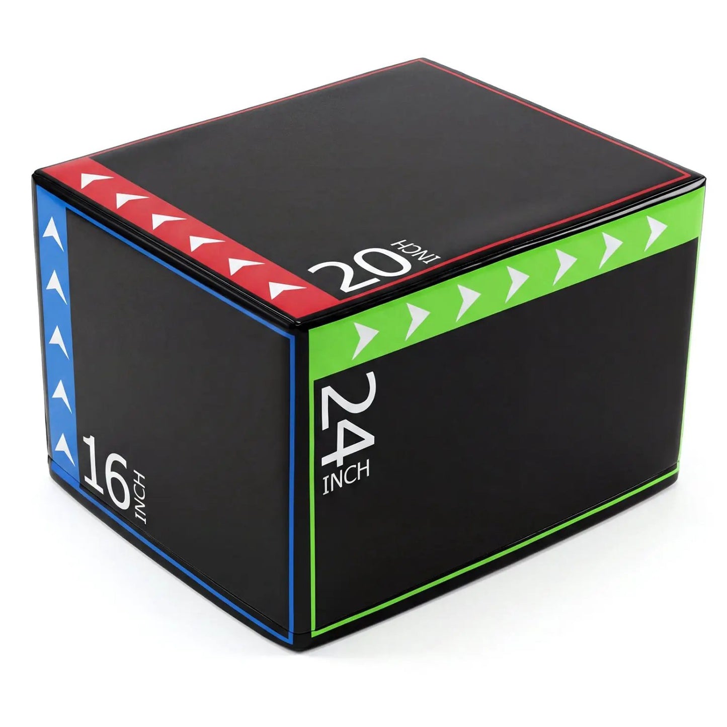 3-in-1 plyometric box 16/20/24 in black with blue, red and green trim DirectDeals on Tampa Home & Garden Store