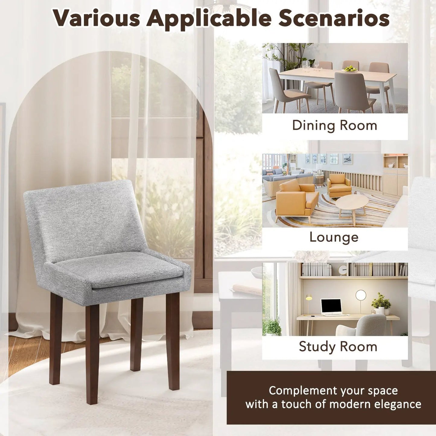 3-Piece Accent Table and Chair Set for Kitchen and Living Room-Brown & Gray - Tampa Home & Garden Store