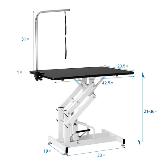 Hydraulic dog grooming table heavy-duty Z-Lift, black/white, HouseOfZazla on Tampa Home & Garden Store