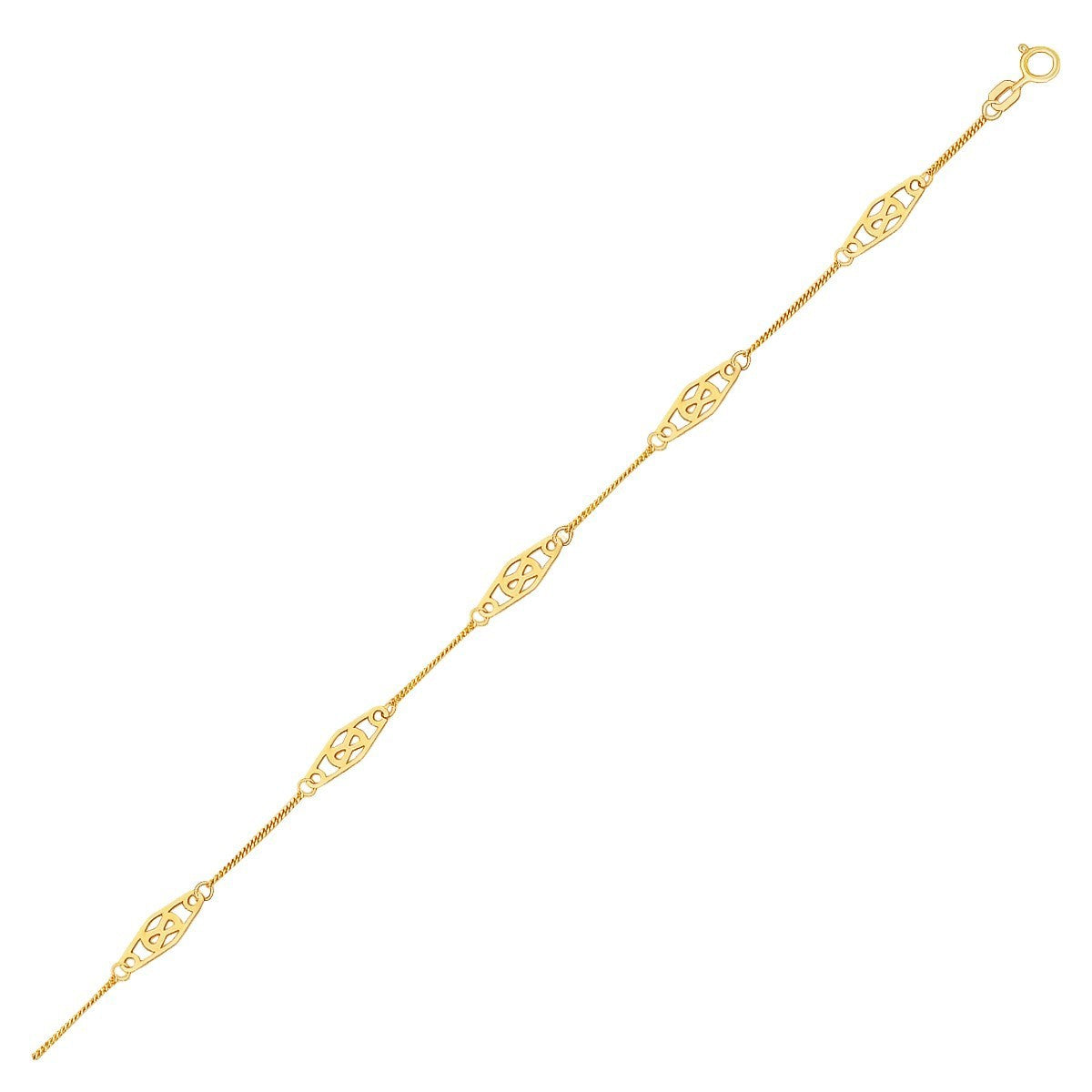 14K yellow gold infinity ankle bracelet by Bids, delicate chain with oval infinity links on Tampa Home & Garden Store