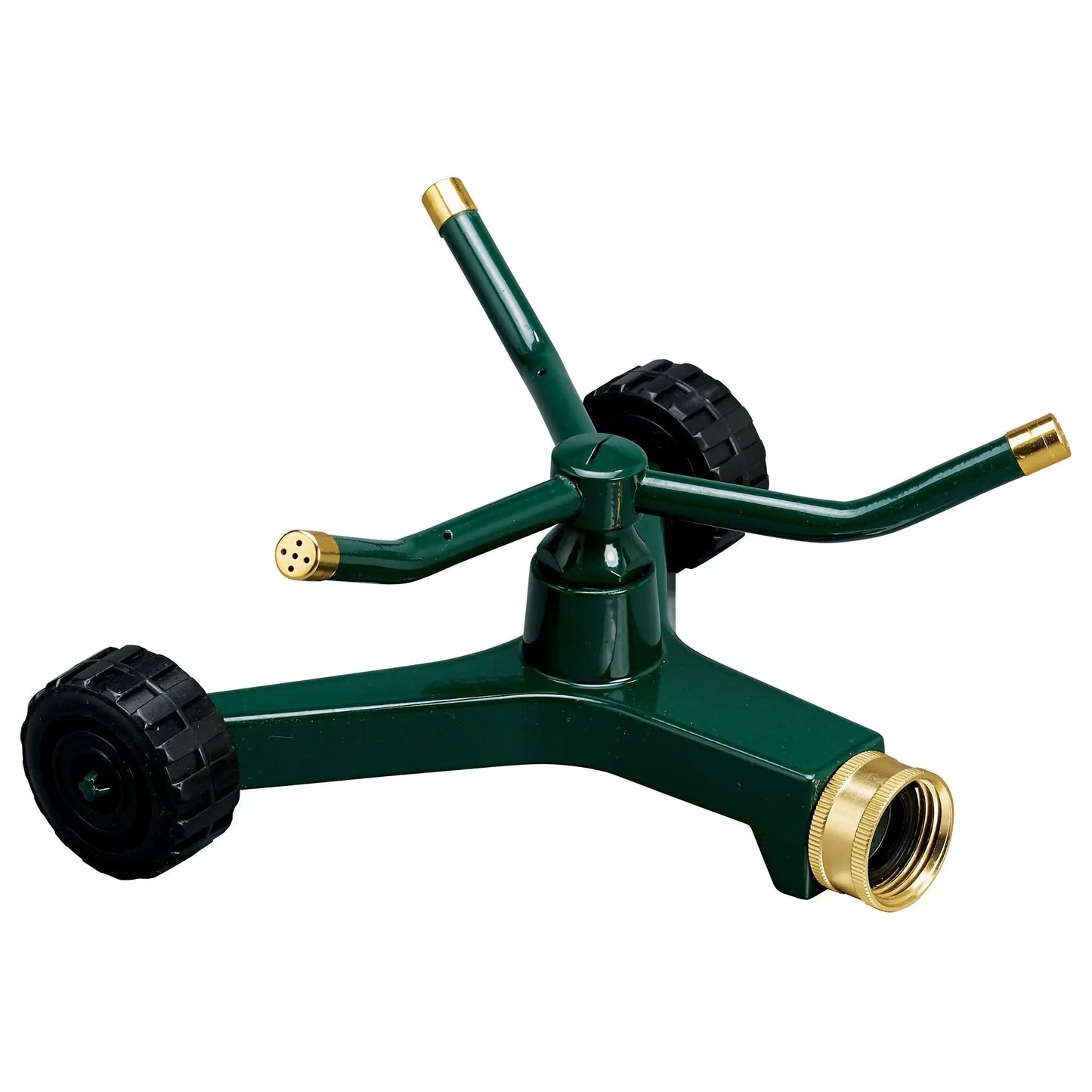 Three Arm Metal Sprinkler with Wheel Base, green body brass fittings Orbit Irrigation on Tampa Home & Garden Store