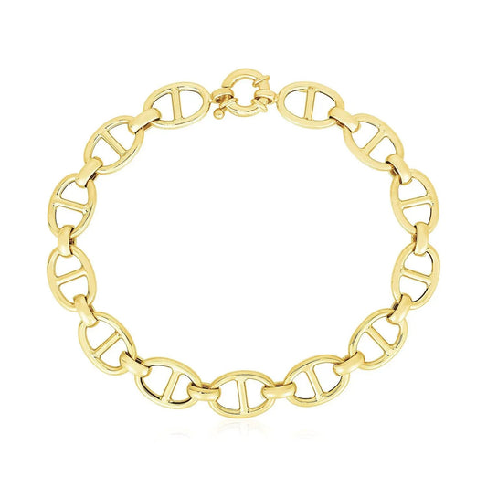 Mariner Link Bracelet in 14K Yellow Gold with polished oval links, classic chain design on Tampa Home & Garden Store
