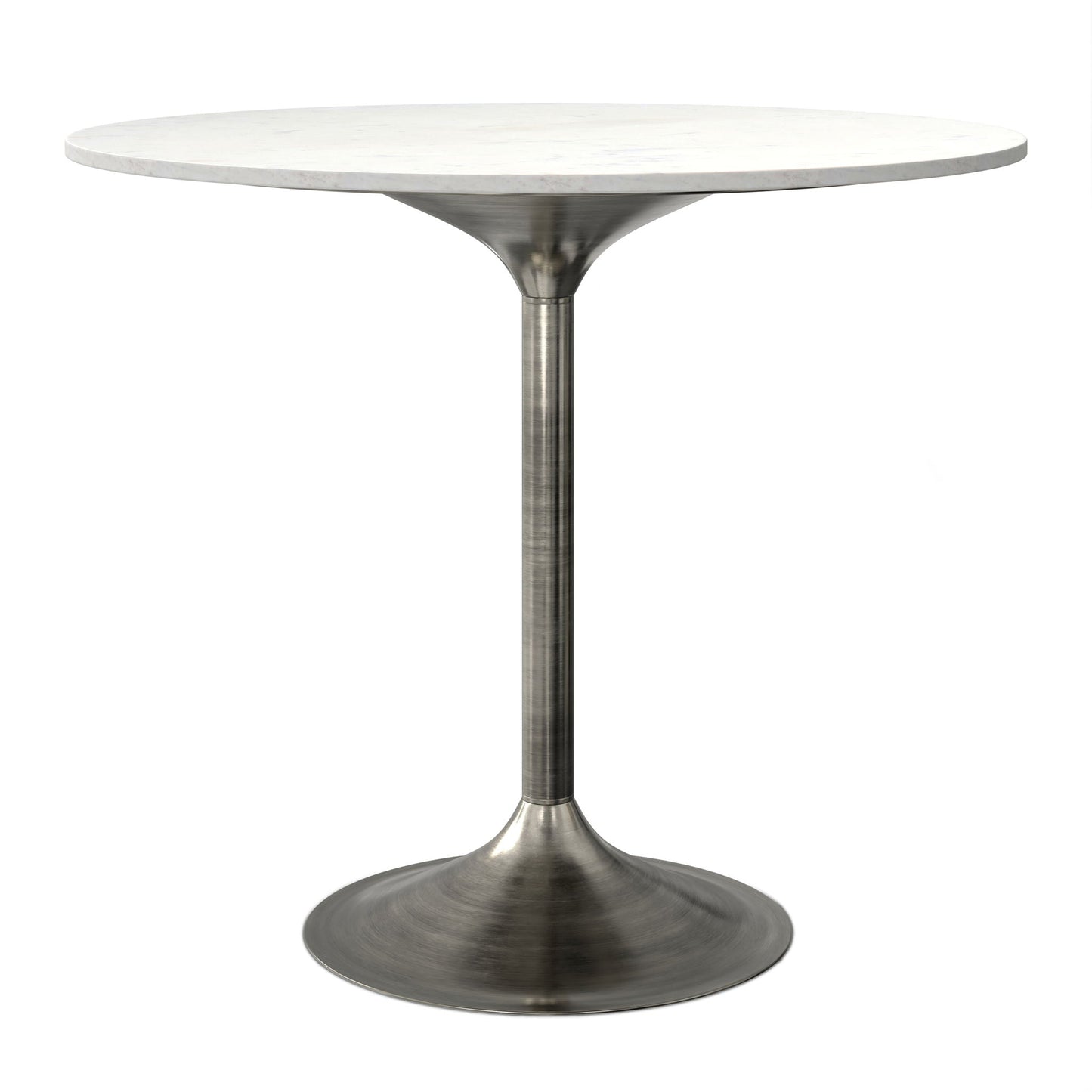 Osborne round marble dining table on brushed metal pedestal base for 3–4 seats on Tampa Home & Garden Store
