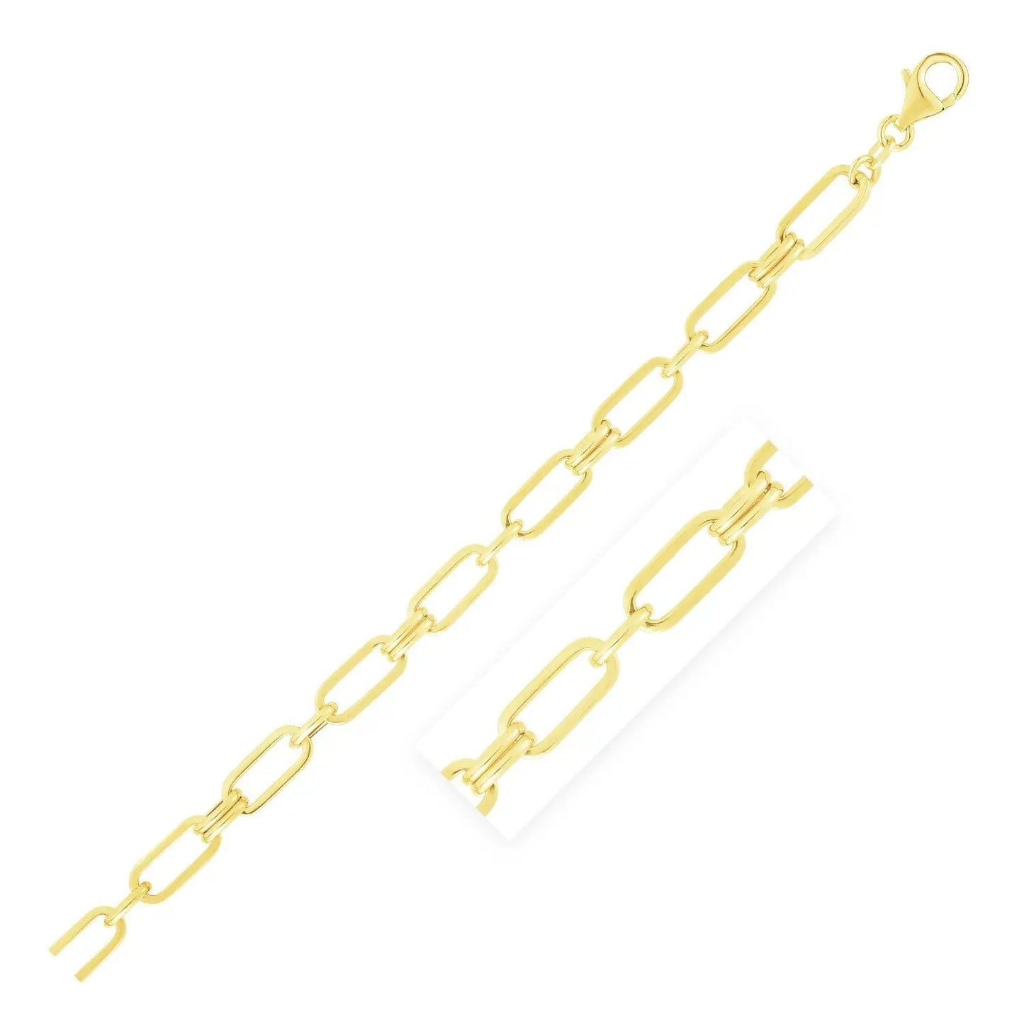 14K yellow gold paperclip rondel link bracelet with lobster clasp on Tampa Home & Garden Store