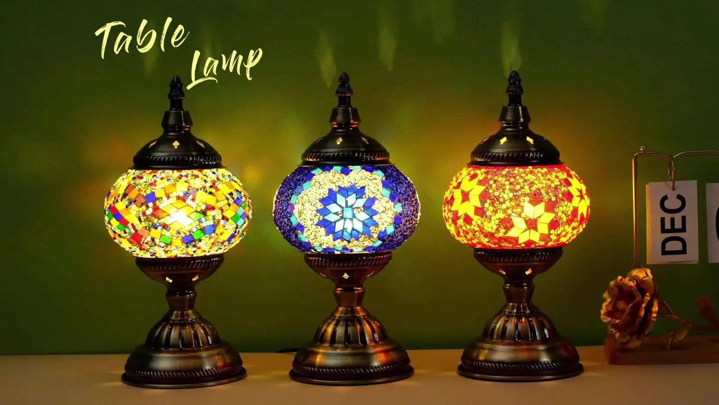 Handmade Turkish Mosaic Lamp – Dimmable Glass Pumpkin Night Light for Bedroom - Tampa Home & Garden Store