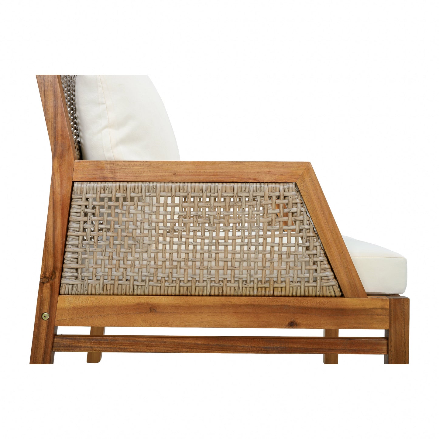 Solid Acacia Wood Patio Club Chair and Wicker