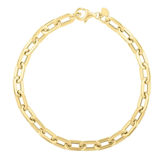 14k yellow gold oval domed paperclip bracelet with lobster clasp by Bids on Tampa Home & Garden Store